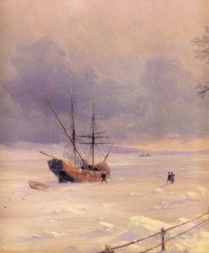 雪の下で凍ったボスポラス海峡 1874 ロマンチックなイワン・アイヴァゾフスキー ロシア Oil Paintings